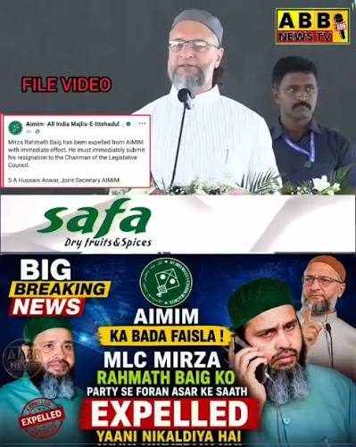 Expelled AIMIM MLC Mirza Rahmath Baig reportedly goes missing, Freedom Party supports Baig