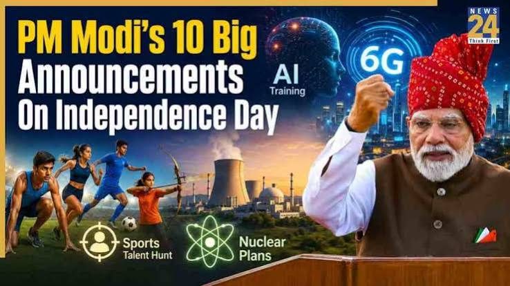 Dimagi Naxals, AI, free coaching: Highlights of Modi I-Day speech
