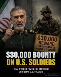 Iran offers USD 30,000 bounty for killing or capturing American soldiers