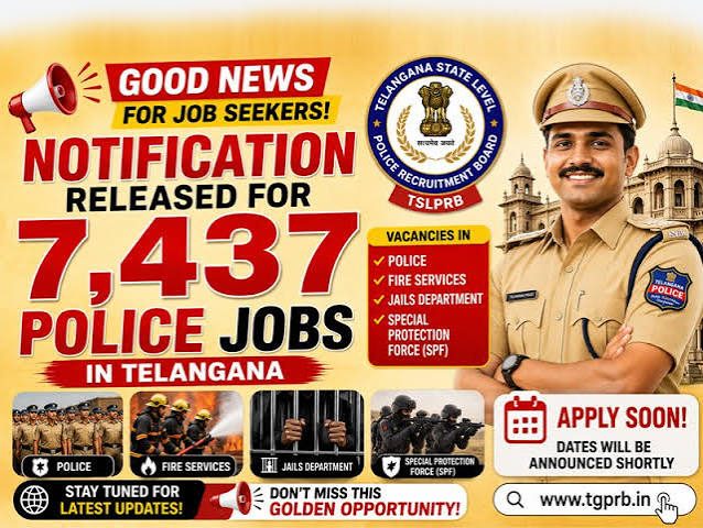 5.77 lakh applications filed for 7,437 Telangana Police posts