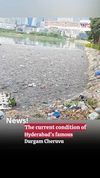 Durgam Cheruvu filled with trash