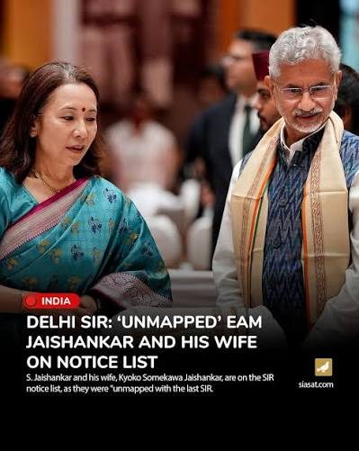 Delhi SIR: ‘Unmapped’ EAM Jaishankar and his wife on notice list