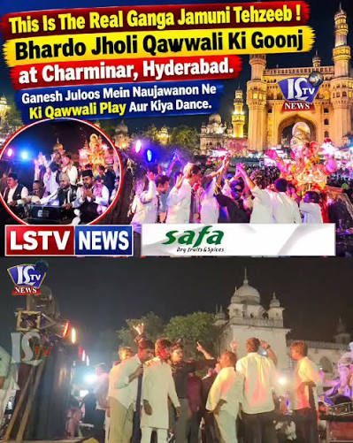 Bhar Do Jholi plays at Charminar during Ganesh procession