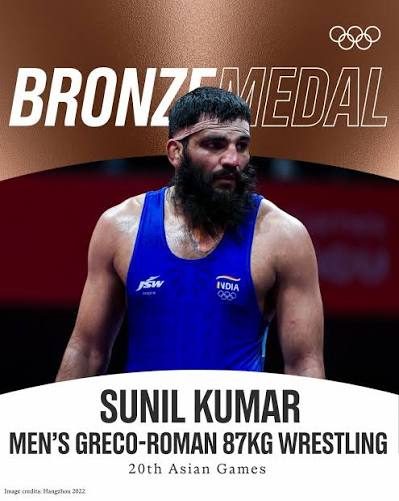Greco-Roman wrestler Sunil bags bronze for his 2nd consecutive third-place finish in Asian Games